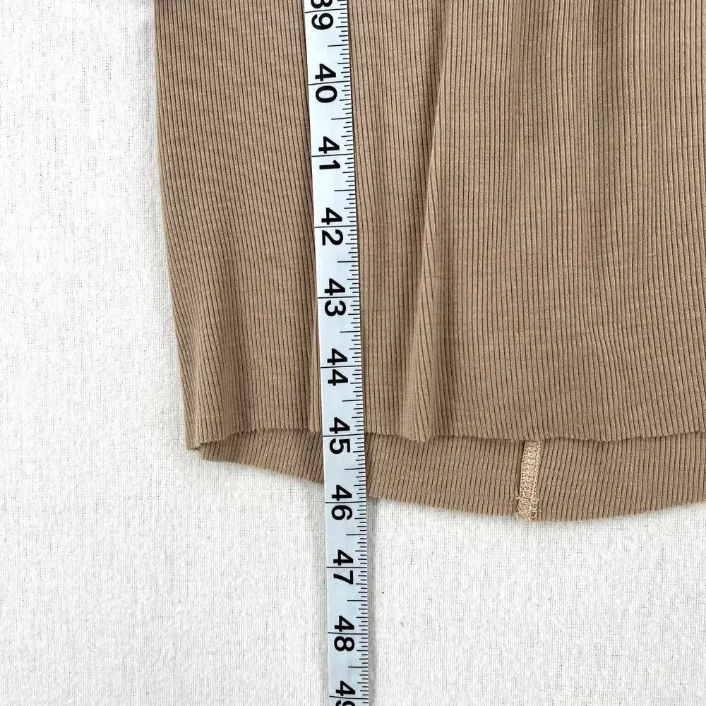 ENZA COSTA Silk Rib Midi Tank Dress Womens XS Tan Tank Quiet Luxury Minimal NEW
